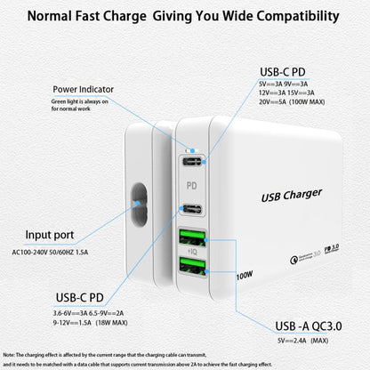 PD100W-A9 PD100W Dual Dort USB-C / Type-C + Caricatore doppio USB con cavo di ricarica rapida da USB-C / Type-C a USB-C / Type-C 5A per la serie Apple MacBook