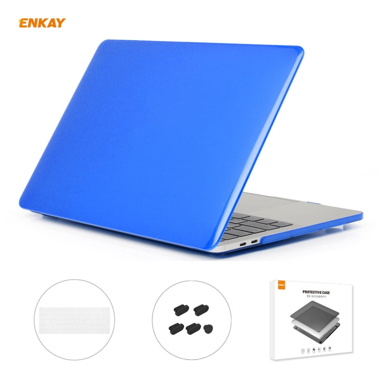 ENKAY Custodia protettiva per laptop in cristallo 3 in 1 + Pellicola per tastiera in TPU versione UE + Set di tappi antipolvere per MacBook Pro 13,3 pollici A1706 / A1989 / A2159 (con Touch Bar)