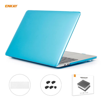 ENKAY Custodia protettiva per laptop in cristallo 3 in 1 + Pellicola per tastiera in TPU versione UE + Set di tappi antipolvere per MacBook Pro 13,3 pollici A1706 / A1989 / A2159 (con Touch Bar)