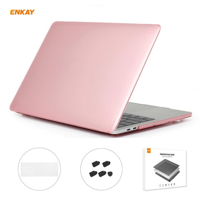 ENKAY Custodia protettiva per laptop in cristallo 3 in 1 + Pellicola per tastiera in TPU versione UE + Set di tappi antipolvere per MacBook Pro 13,3 pollici A1706 / A1989 / A2159 (con Touch Bar)