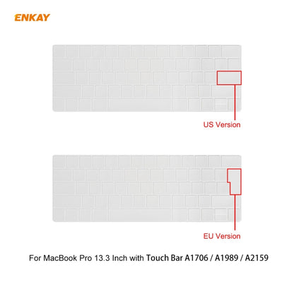 ENKAY Custodia protettiva per laptop in cristallo 3 in 1 + Pellicola per tastiera in TPU versione UE + Set di tappi antipolvere per MacBook Pro 13,3 pollici A1706 / A1989 / A2159 (con Touch Bar)