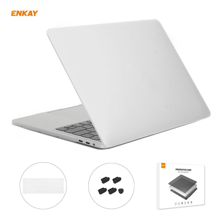 ENKAY Custodia protettiva per laptop opaca 3 in 1 + Pellicola per tastiera in TPU versione USA + Set di tappi antipolvere per MacBook Pro 13,3 pollici A1706 / A1989 / A2159 (con Touch Bar)