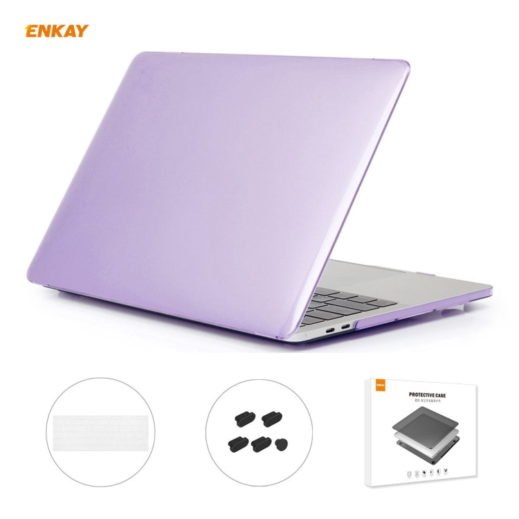 ENKAY Custodia protettiva per laptop in cristallo 3 in 1 + Pellicola per tastiera in TPU versione UE + Set di tappi antipolvere per MacBook Pro 13,3 pollici A1708 (senza Touch Bar)