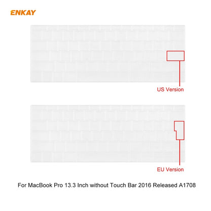 ENKAY Custodia protettiva per laptop in cristallo 3 in 1 + Pellicola per tastiera in TPU versione UE + Set di tappi antipolvere per MacBook Pro 13,3 pollici A1708 (senza Touch Bar)