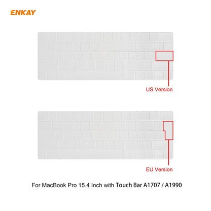 ENKAY Custodia protettiva per laptop in cristallo 3 in 1 + Pellicola per tastiera in TPU versione UE + Set di tappi antipolvere per MacBook Pro 15,4 pollici A1707 e A1990 (con Touch Bar)