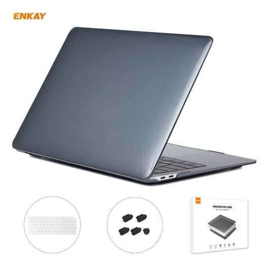 ENKAY Custodia protettiva per laptop in cristallo 3 in 1 + pellicola per tastiera in TPU versione USA + set di tappi antipolvere per MacBook Air 13,3 pollici A1932 (2018)