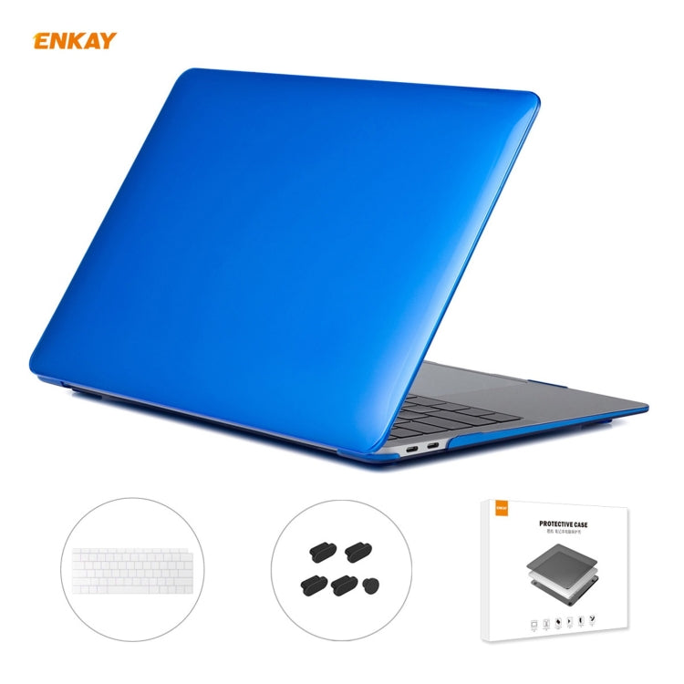 ENKAY Custodia protettiva per laptop in cristallo 3 in 1 + pellicola per tastiera in TPU versione USA + set di tappi antipolvere per MacBook Air 13,3 pollici A1932 (2018)