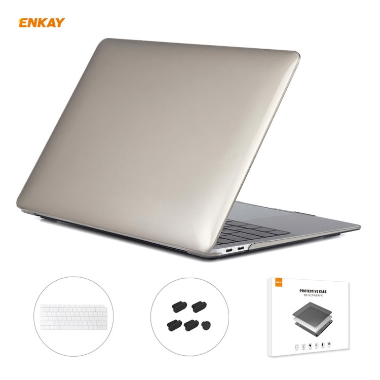 ENKAY Custodia protettiva per laptop in cristallo 3 in 1 + pellicola per tastiera in TPU versione USA + set di tappi antipolvere per MacBook Air 13,3 pollici A1932 (2018)