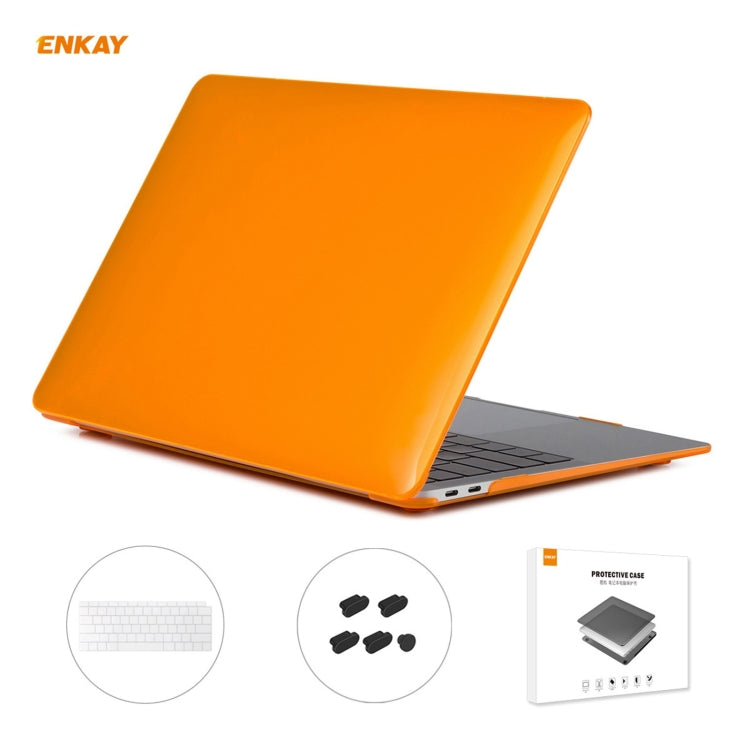 ENKAY Custodia protettiva per laptop in cristallo 3 in 1 + pellicola per tastiera in TPU versione USA + set di tappi antipolvere per MacBook Air 13,3 pollici A1932 (2018)