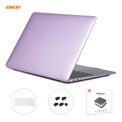 ENKAY Custodia protettiva per laptop in cristallo 3 in 1 + pellicola per tastiera in TPU versione USA + set di tappi antipolvere per MacBook Air 13,3 pollici A1932 (2018)