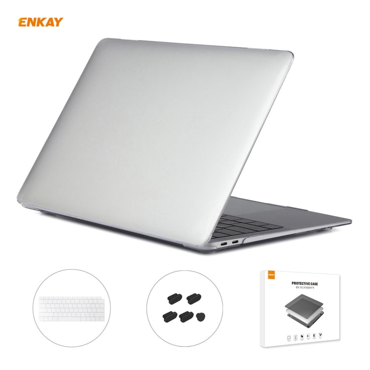 ENKAY Custodia protettiva per laptop in cristallo 3 in 1 + pellicola per tastiera in TPU versione USA + set di tappi antipolvere per MacBook Air 13,3 pollici A1932 (2018)