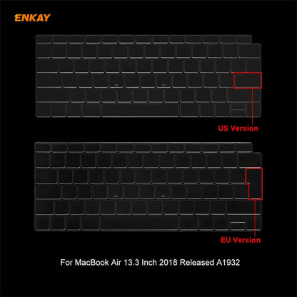 ENKAY Custodia protettiva per laptop in cristallo 3 in 1 + pellicola per tastiera in TPU versione USA + set di tappi antipolvere per MacBook Air 13,3 pollici A1932 (2018)