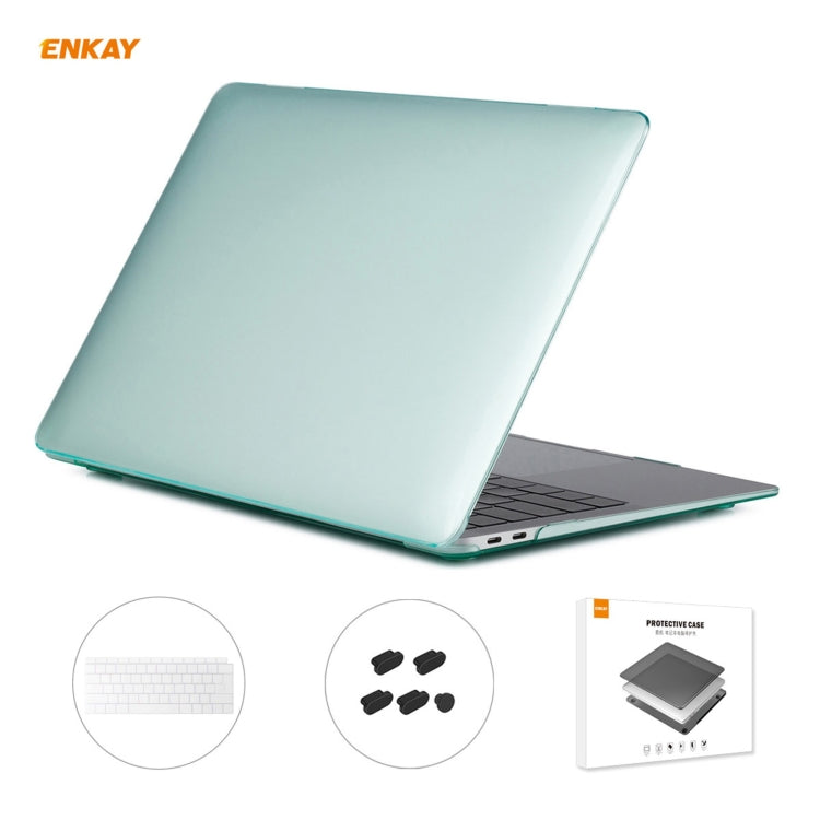 ENKAY Custodia protettiva per laptop in cristallo 3 in 1 + Pellicola per tastiera in TPU versione UE + Set di tappi antipolvere per MacBook Air 13,3 pollici A1932 (2018)