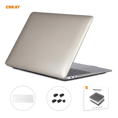 ENKAY Custodia protettiva per laptop in cristallo 3 in 1 + Pellicola per tastiera in TPU versione UE + Set di tappi antipolvere per MacBook Air 13,3 pollici A1932 (2018)