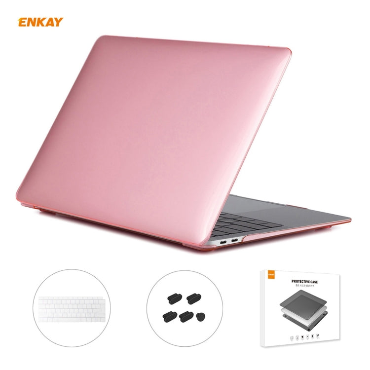 ENKAY Custodia protettiva per laptop in cristallo 3 in 1 + Pellicola per tastiera in TPU versione UE + Set di tappi antipolvere per MacBook Air 13,3 pollici A1932 (2018)