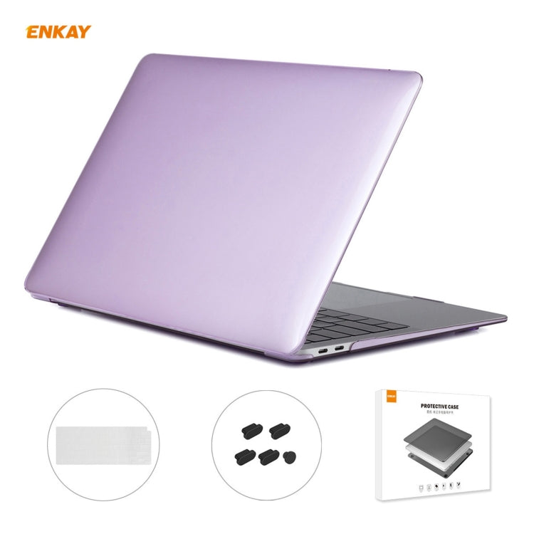 ENKAY Custodia protettiva per laptop in cristallo 3 in 1 + pellicola per tastiera in TPU versione USA + set di tappi antipolvere per MacBook Air 13,3 pollici A2179 e A2337 (2020)