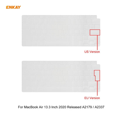 ENKAY Custodia protettiva per laptop in cristallo 3 in 1 + Pellicola per tastiera in TPU versione UE + Set di tappi antipolvere per MacBook Air 13,3 pollici A2179 e A2337 (2020)