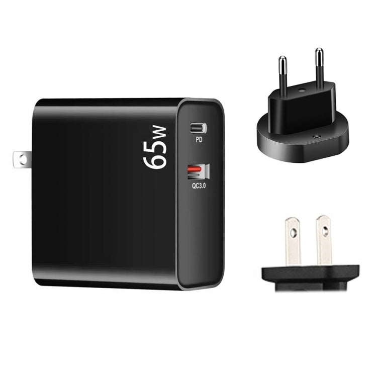 PD-65W USB-C / Tipo-C + QC3.0 Adattatore di ricarica per laptop USB, spina europea / spina americana