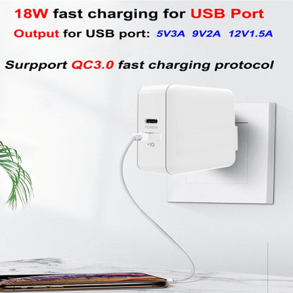 PD-65W USB-C / Tipo-C + QC3.0 adattatore di ricarica per laptop USB + set di cavi dati da USB-C/tipo-C a USB-C/tipo-C da 2 m, spina USA