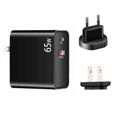 PD-65W USB-C / Tipo-C + QC3.0 Adattatore di ricarica per laptop USB + Cavo dati da USB-C / Type-C a MagSafe 2 / T da 1,8 m, spina europea / spina americana