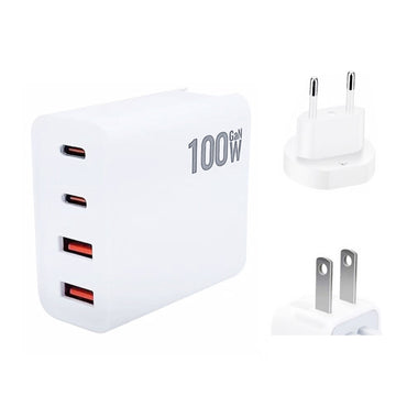 GaN 100 W Dual USB + Dual USB-C/Type-C Caricatore multiporta con cavo dati da 2 m da Type-C a Type-C