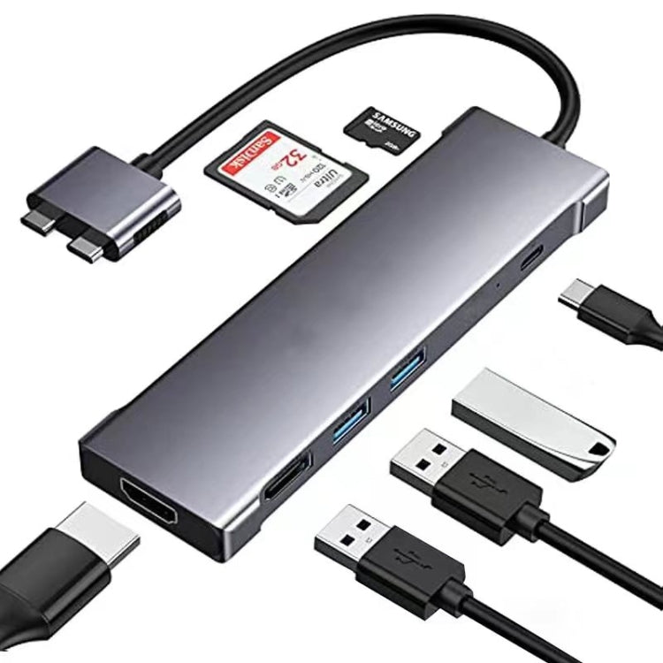 Hub adattatore multiporta tipo C 7 in 2 per Mac Dongle con HDMI 4K, Thunderbolt 3/4