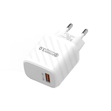 Caricabatterie rapido USB TE-005 QC3.0 da 18 W con cavo da USB da 1 m, spina europea