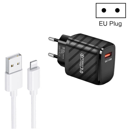 Caricabatterie rapido USB TE-005 QC3.0 da 18 W con cavo da USB da 1 m, spina europea