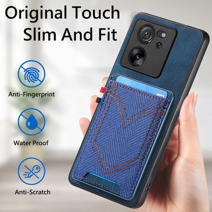 Custodia per cellulare Xiaomi  in pelle con texture denim con slot per schede