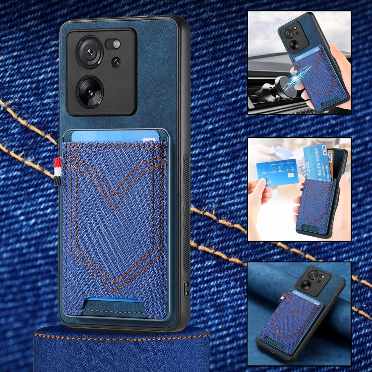 Custodia per cellulare Xiaomi  in pelle con texture denim con slot per schede