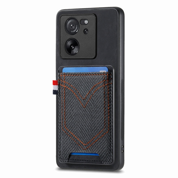 Custodia per cellulare Xiaomi  in pelle con texture denim con slot per schede