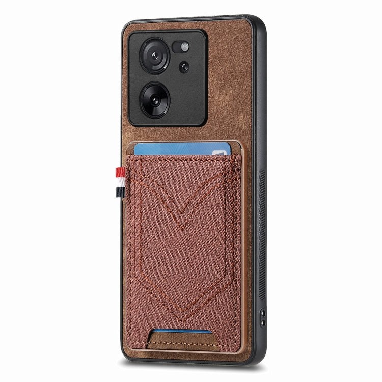 Custodia per cellulare Xiaomi  in pelle con texture denim con slot per schede