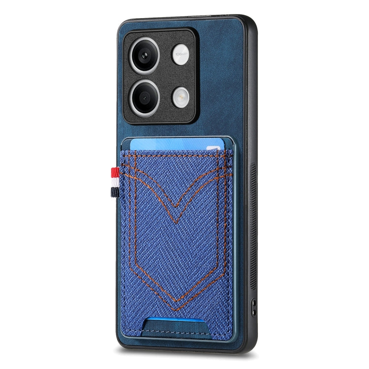 Custodia per cellulare Xiaomi  in pelle con texture denim con slot per schede