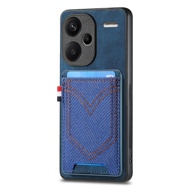 Custodia per cellulare Xiaomi  in pelle con texture denim con slot per schede