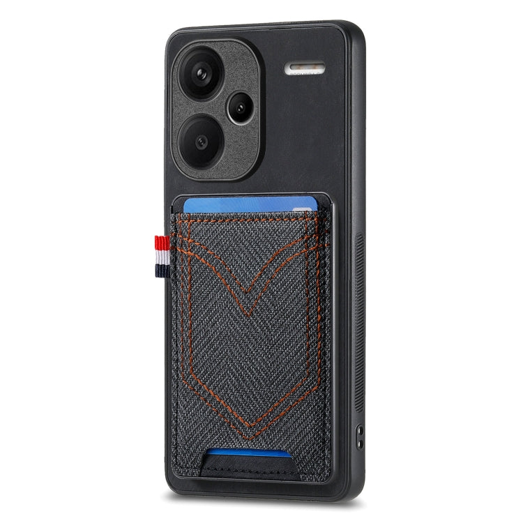 Custodia per cellulare Xiaomi  in pelle con texture denim con slot per schede