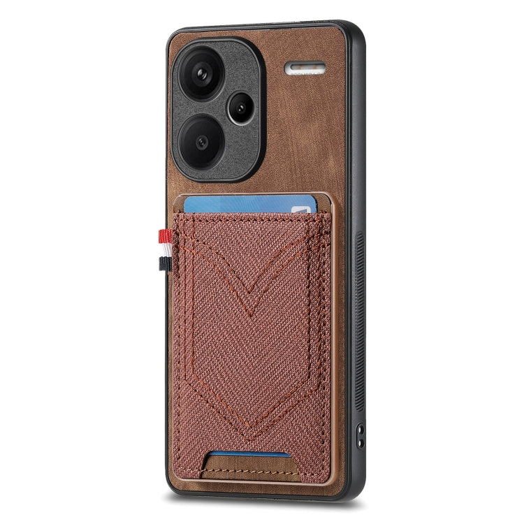 Custodia per cellulare Xiaomi  in pelle con texture denim con slot per schede