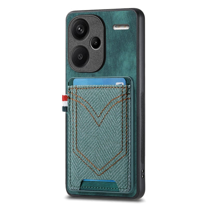 Custodia per cellulare Xiaomi  in pelle con texture denim con slot per schede