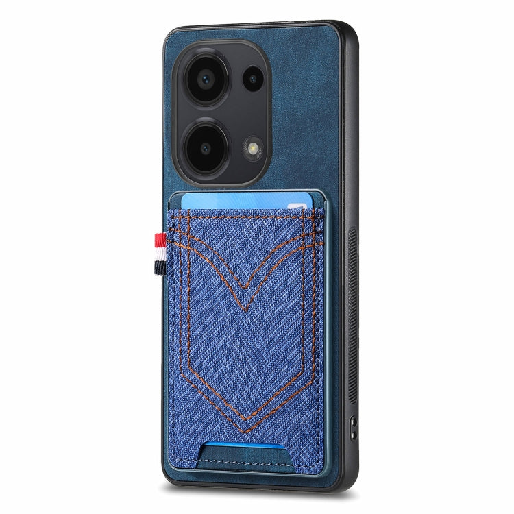 Custodia per cellulare Xiaomi  in pelle con texture denim con slot per schede