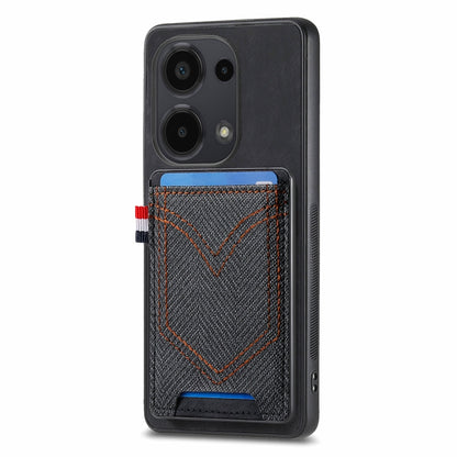 Custodia per cellulare Xiaomi  in pelle con texture denim con slot per schede