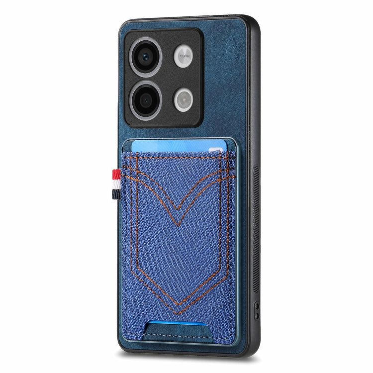 Custodia per cellulare Xiaomi  in pelle con texture denim con slot per schede