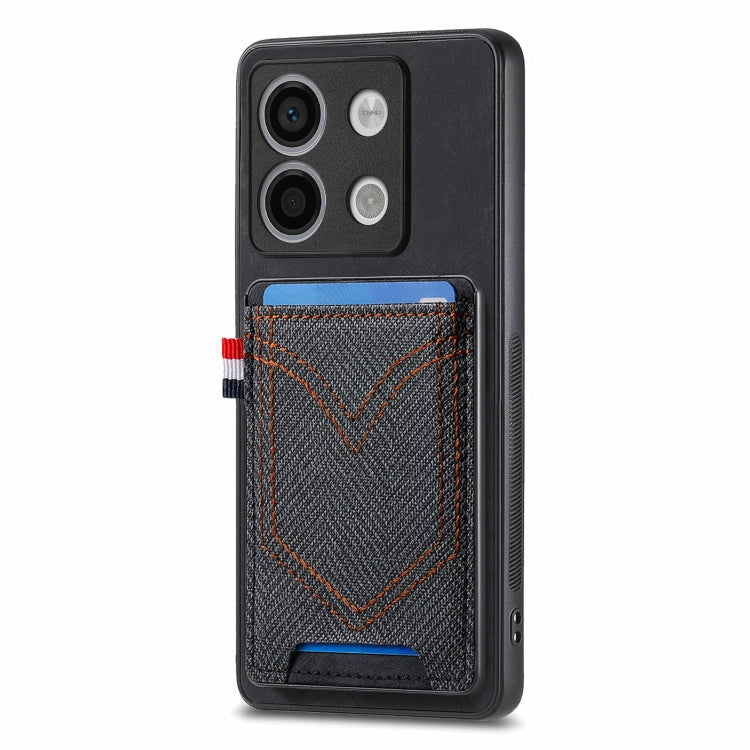 Custodia per cellulare Xiaomi  in pelle con texture denim con slot per schede