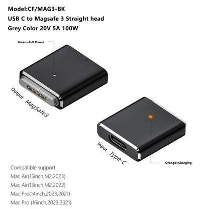 Adattatore di ricarica magnetico femmina PD100W da MagSafe 3 a Type-C per MacBook