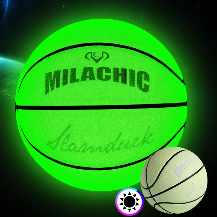 Pallone da basket riflettente olografico verde fluorescente numero 7 MILACHIC