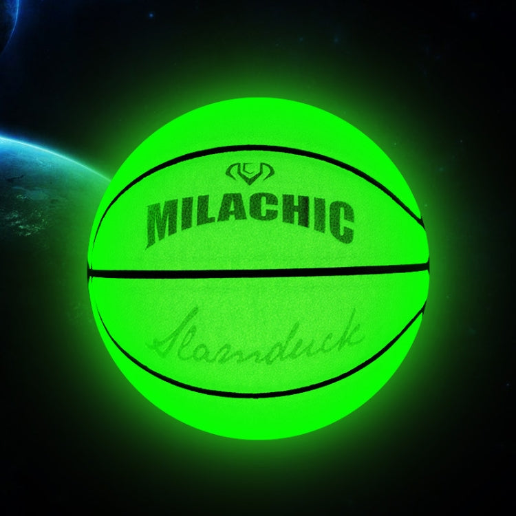 Pallone da basket riflettente olografico verde fluorescente numero 7 MILACHIC