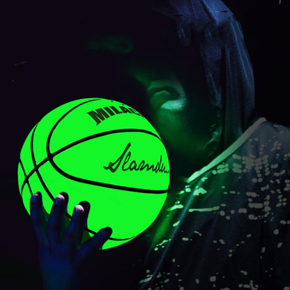 Pallone da basket riflettente olografico verde fluorescente numero 7 MILACHIC