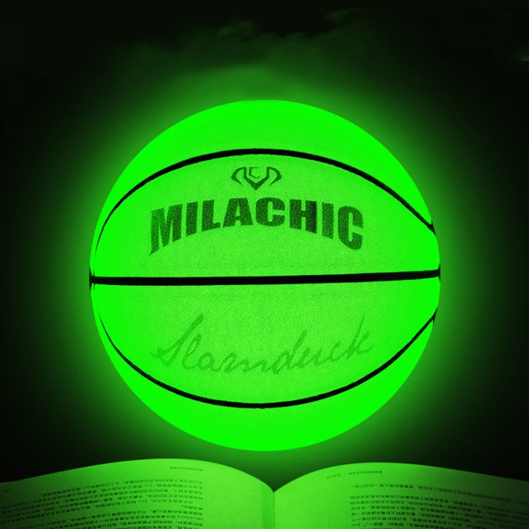 Pallone da basket riflettente olografico verde fluorescente numero 7 MILACHIC