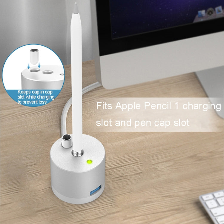 Per Apple Pencil 1 Adattatore di ricarica USB Base in metallo con indicatore LED