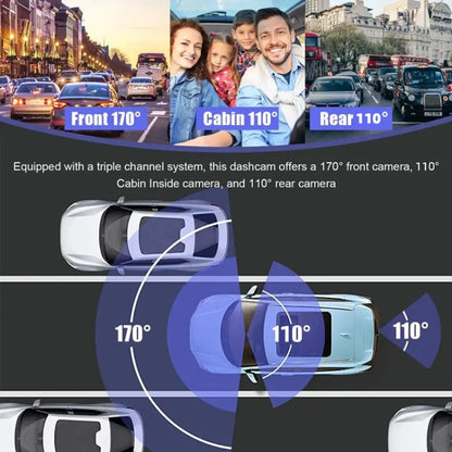 Registratore di guida per la riproduzione del telefono cellulare WIFI con visione notturna a infrarossi HD 1080P a 3 obiettivi