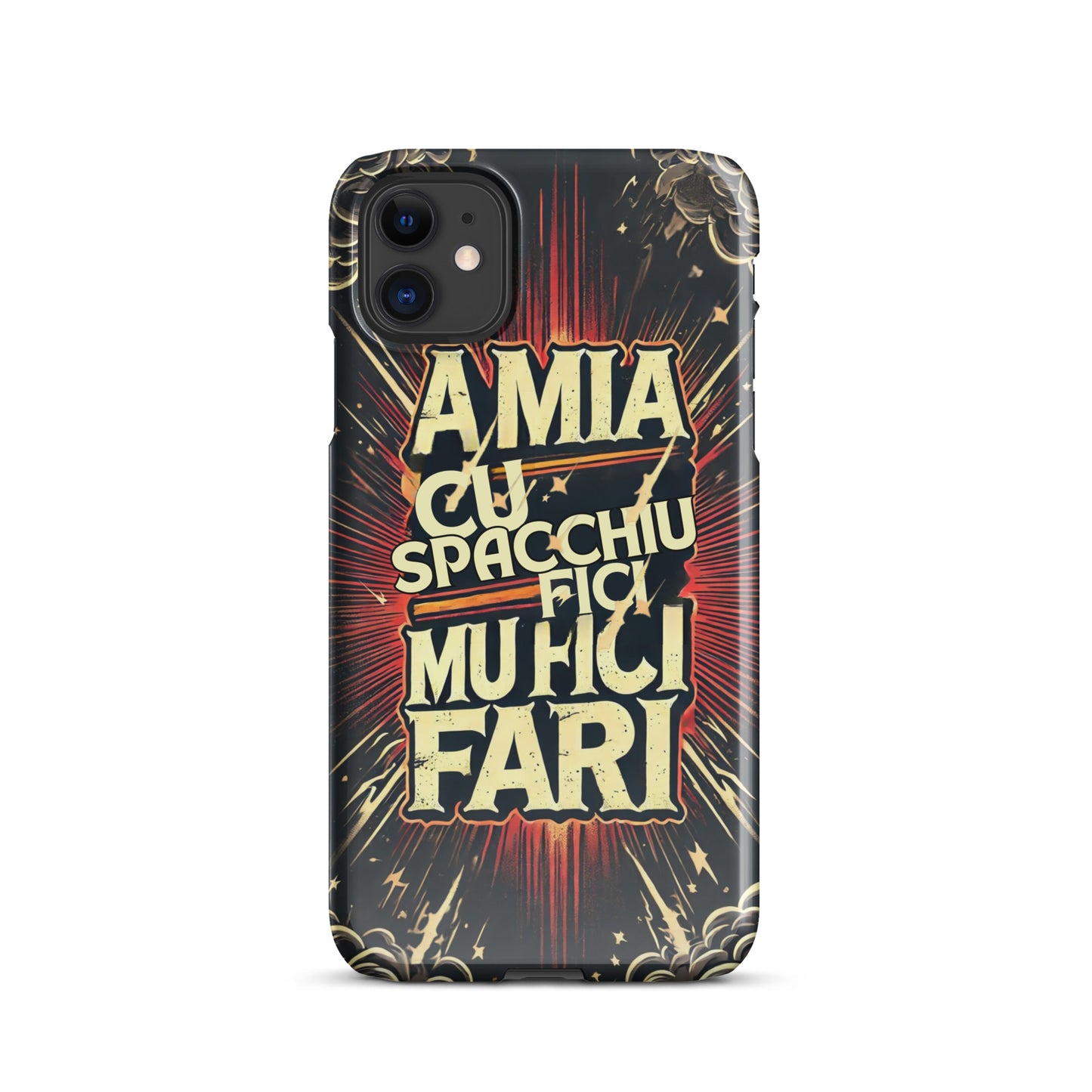 Cover con fibbia per iPhone® "A mia Cu Spacchiu Fici Muri Fari" - Collezione Etna Spirits