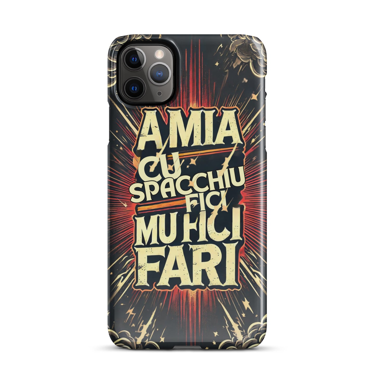 Cover con fibbia per iPhone® "A mia Cu Spacchiu Fici Muri Fari" - Collezione Etna Spirits